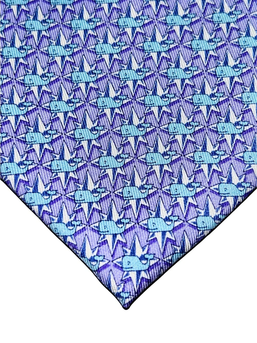 Vineyard Vines Whale Silk Tie Purple Blue Geometric Made in USA